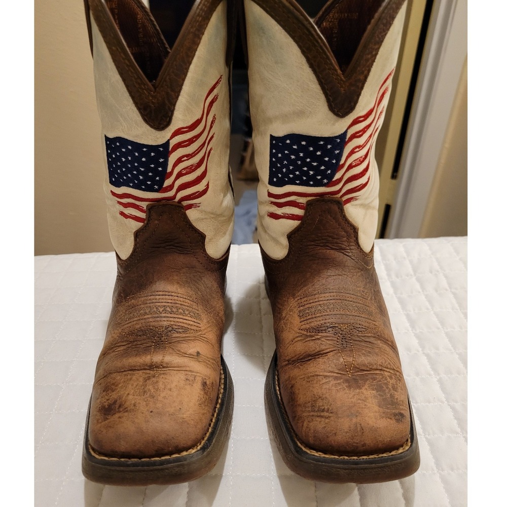 Durango Western Leather Cowboy Boots American Flag USA Patriotic Rustic Farm Fun